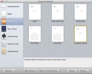 How to open a Scrivener template step 4.